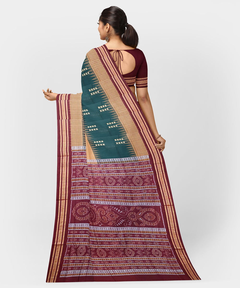Multicolor puce red cotton handwoven bomkai saree