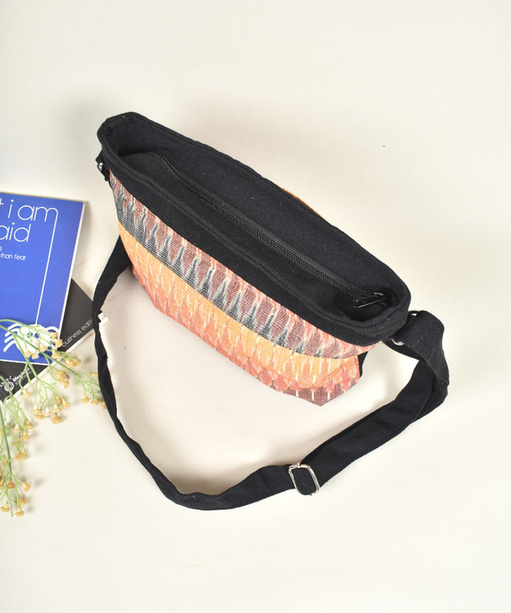 Black multicolor handcrafted cotton pochampally ikat bag