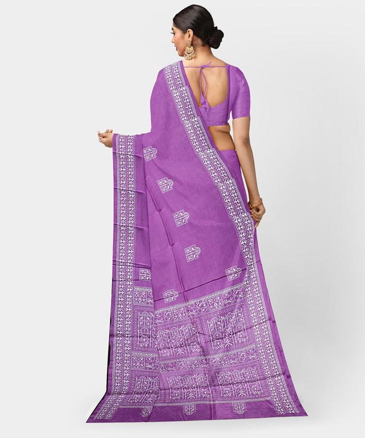 African violet multicolor tussar silk handwoven odisha ikat saree
