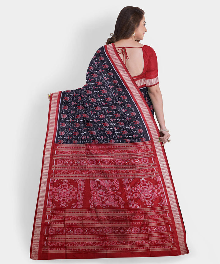 Raisin black multicolor silk handwoven sambalpuri saree