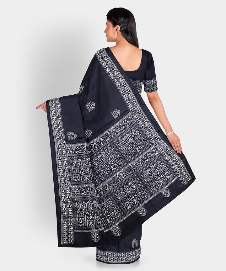 Black multicolor handwoven sambalpuri silk saree
