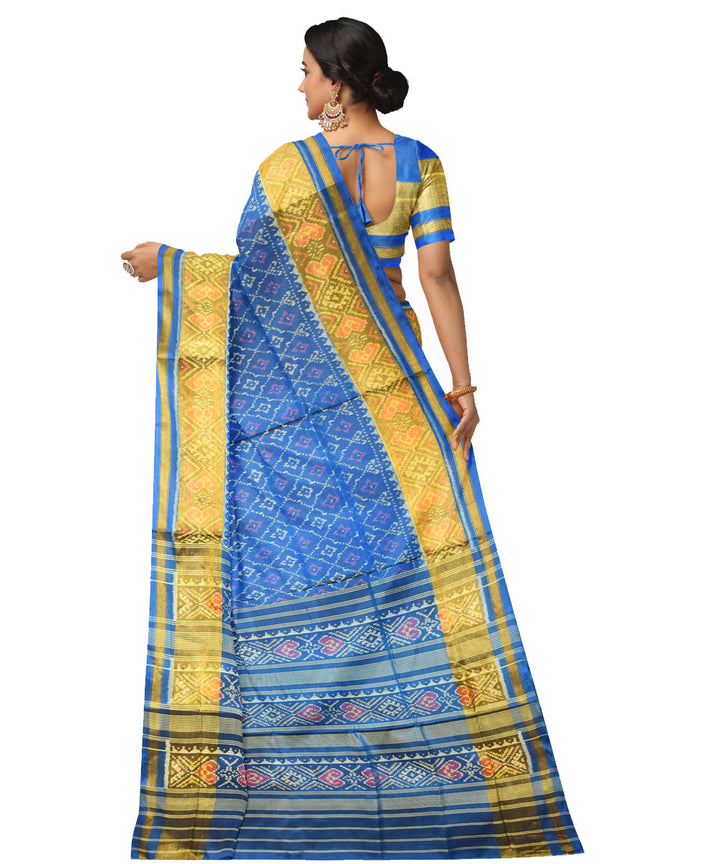 Turquoise yellow silk handloom patola saree