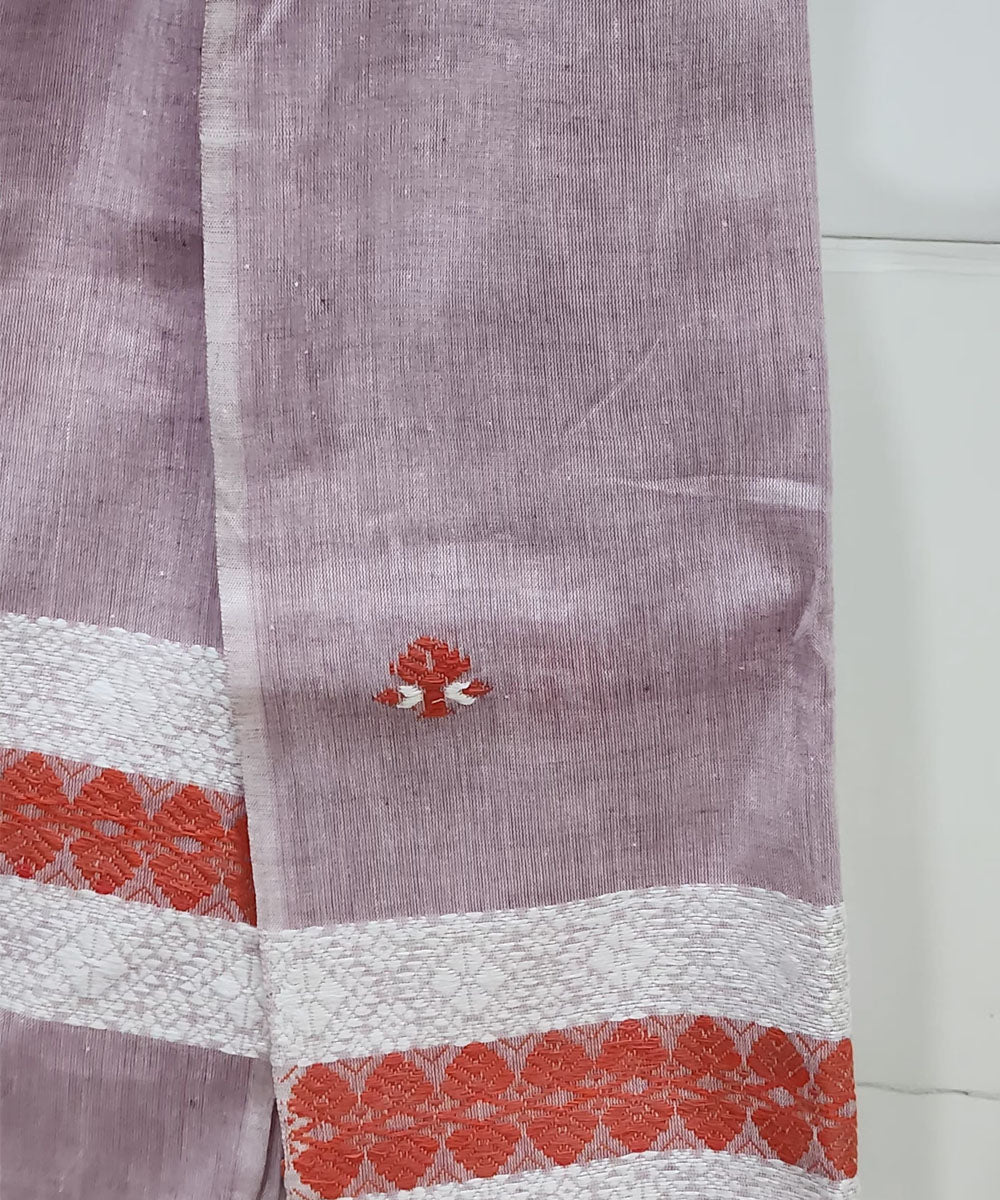Mauve multi color handloom cotton assam stole