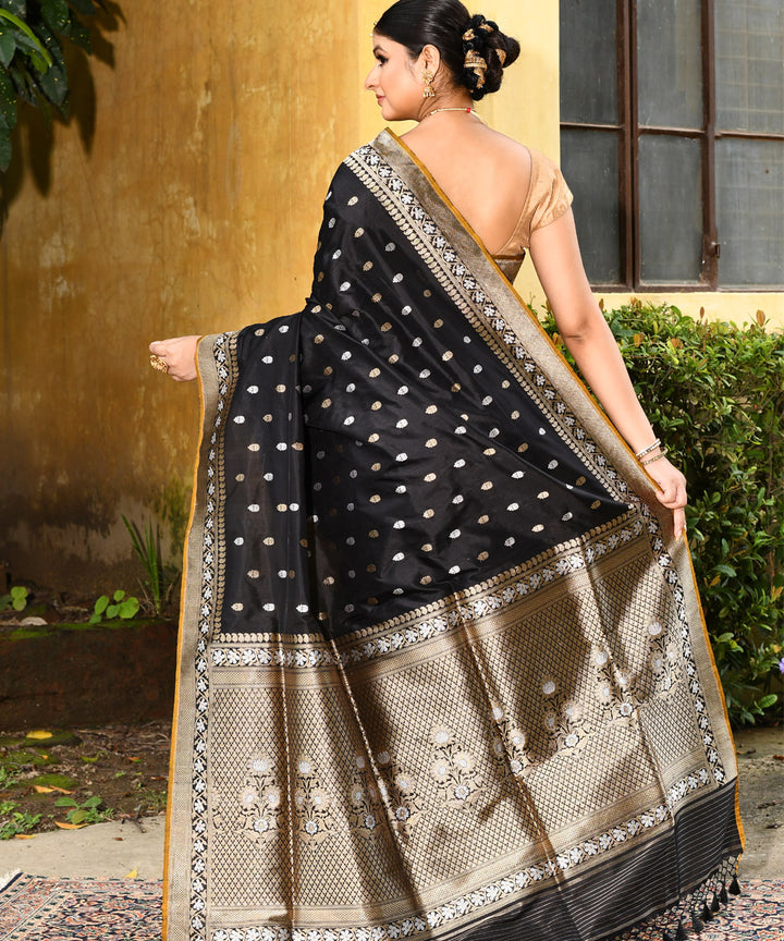 Black silk handwoven banarasi saree