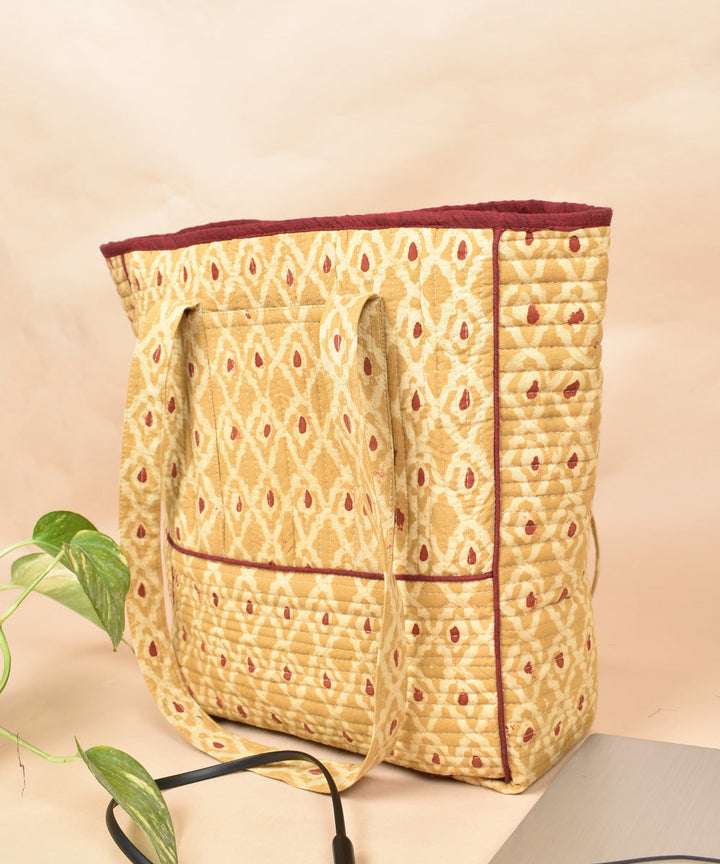 Mustard handcrafted cotton pochampally ikat bag