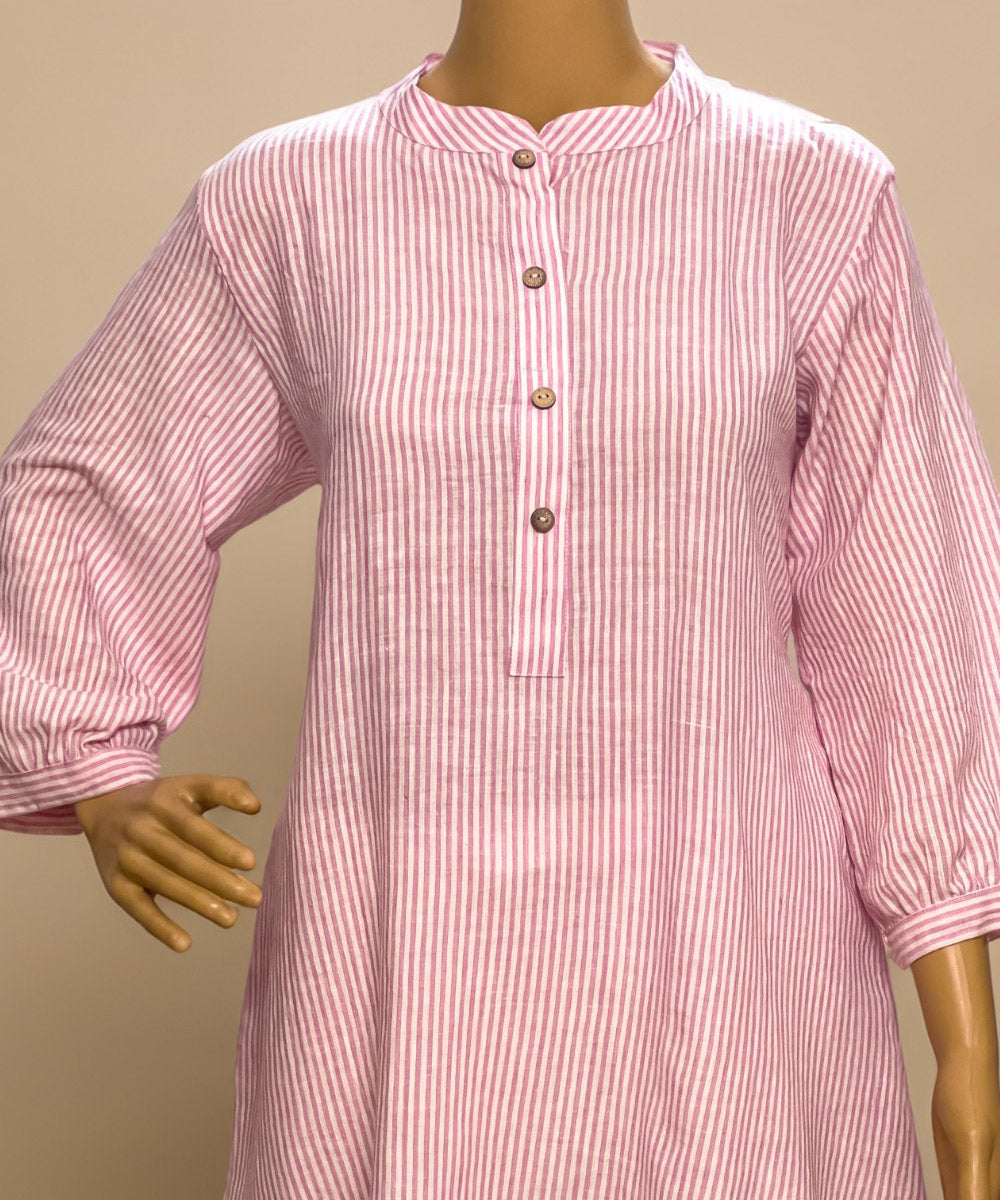Pink handwoven cotton short kurti