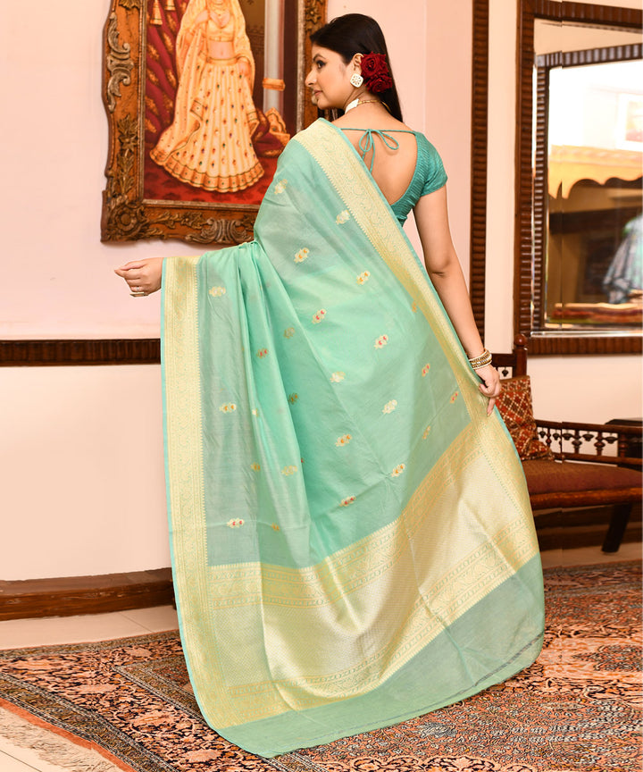 Light green silk handloom banarasi saree