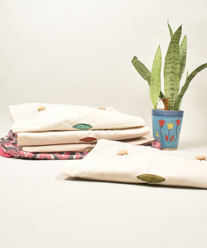 Pink white handcrafted cotton pochampally ikat bag