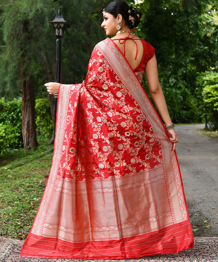 Red handloom banarasi silk saree