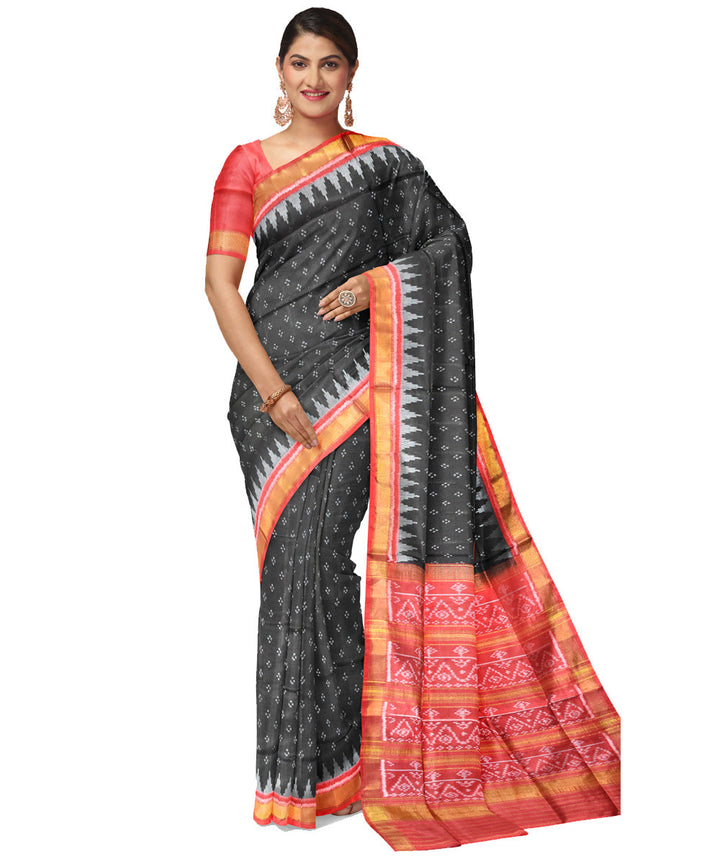 Black red silk handloom patola saree