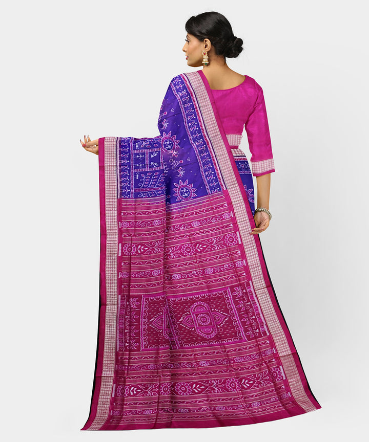 Cosmic cobalt multicolor silk handwoven sambalpuri saree
