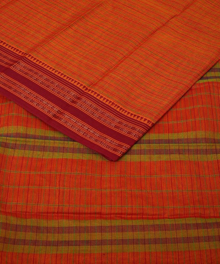 Orange handloom narayanapet cotton saree