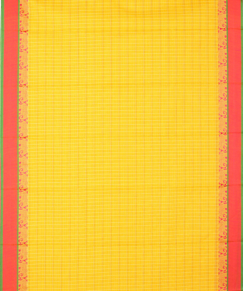 Yellow handwoven narayanapet cotton saree