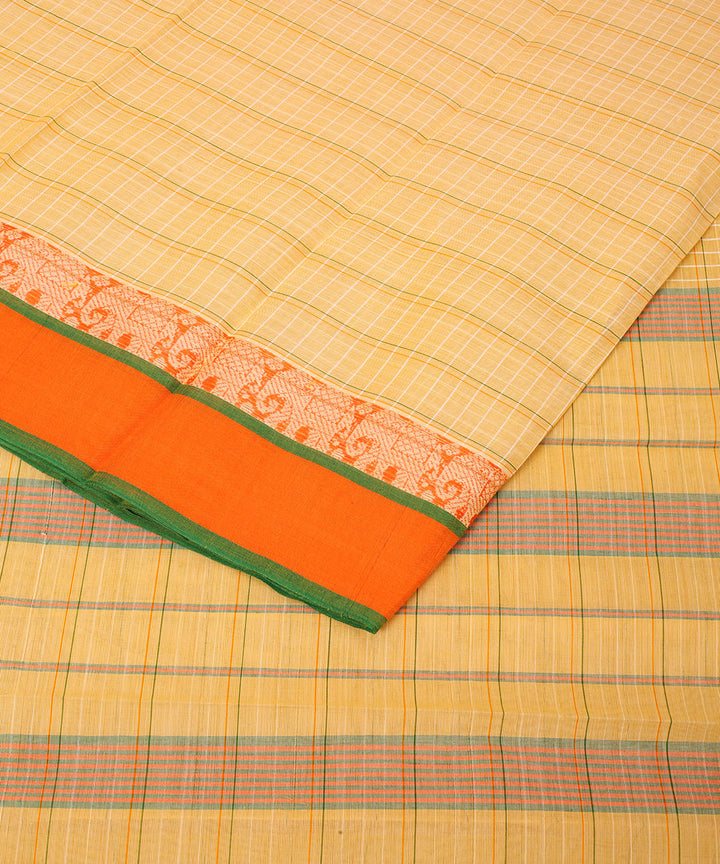 Yellow light handwoven narayanapet cotton saree