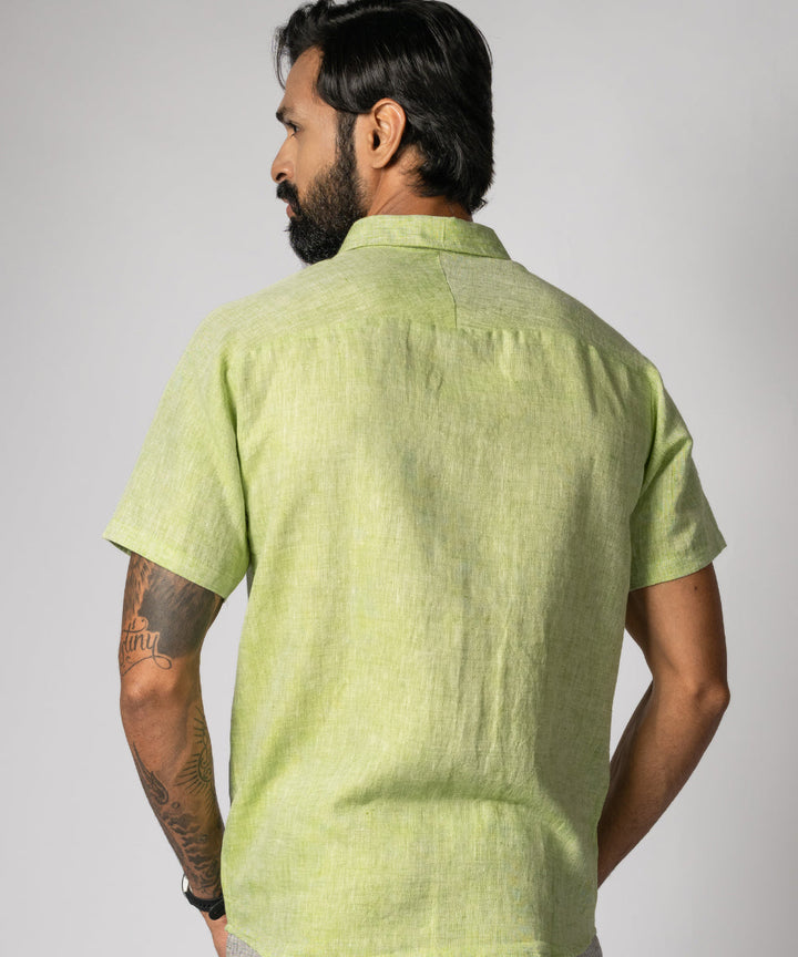 Green linen handwoven shirt