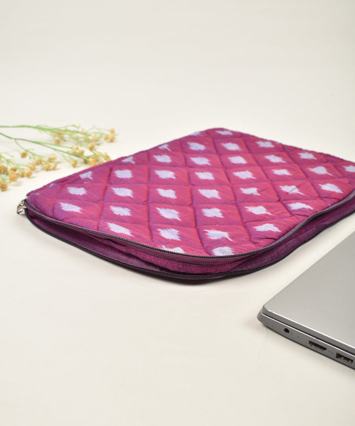 Pink handcrafted cotton pochampally ikat laptop sleeve