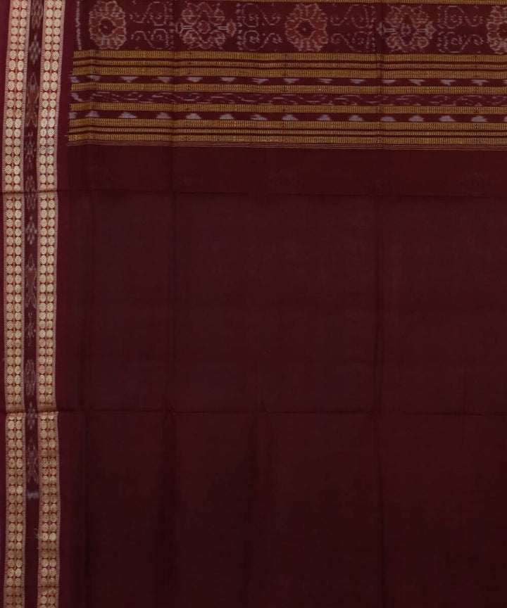 Deep chestnut dark maroon cotton handwoven bomkai saree