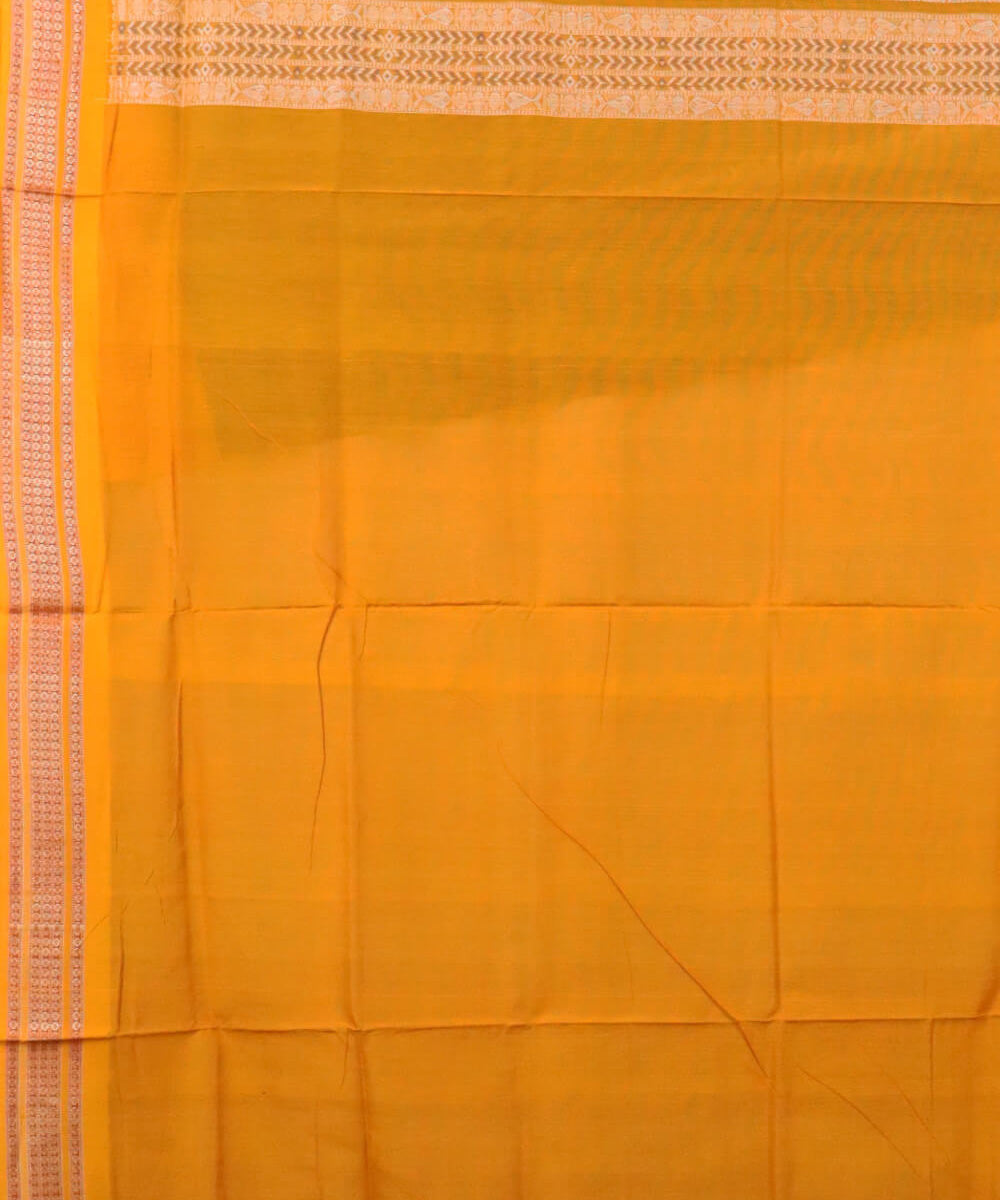 Deep koamaru blue fluoroscent yellow cotton handwoven bomkai saree