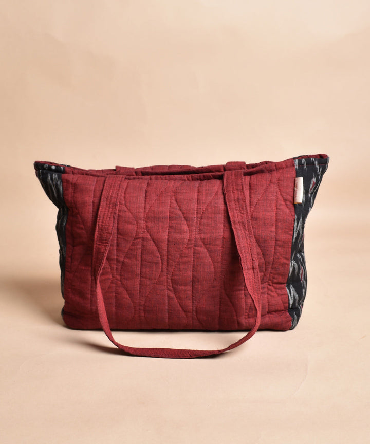 Black maroon handcrafted cotton pochampally ikat bag