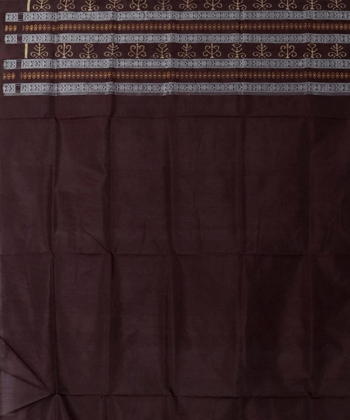 Dark raspberry black silk handwoven bomkai saree