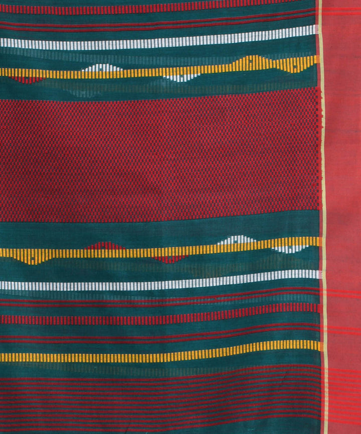 Rama green  handloom cotton bengal saree