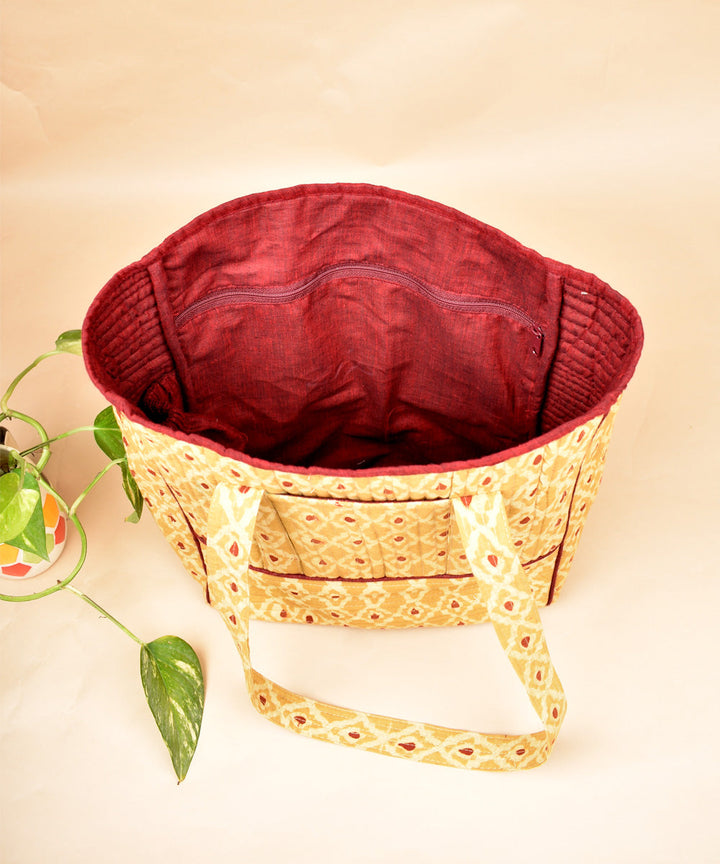 Mustard handcrafted cotton pochampally ikat bag