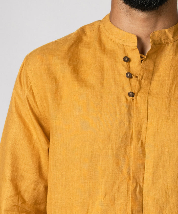 Mustard handwoven linen shirt