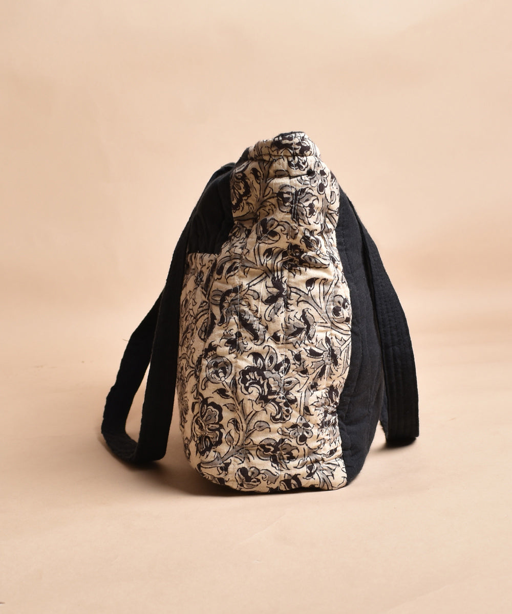 Black white handcrafted cotton kalamakri bag