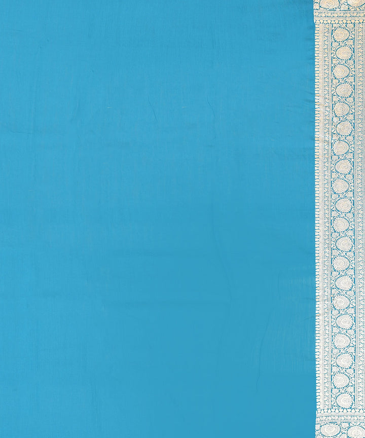 Blue silver buti silk handloom banarasi saree