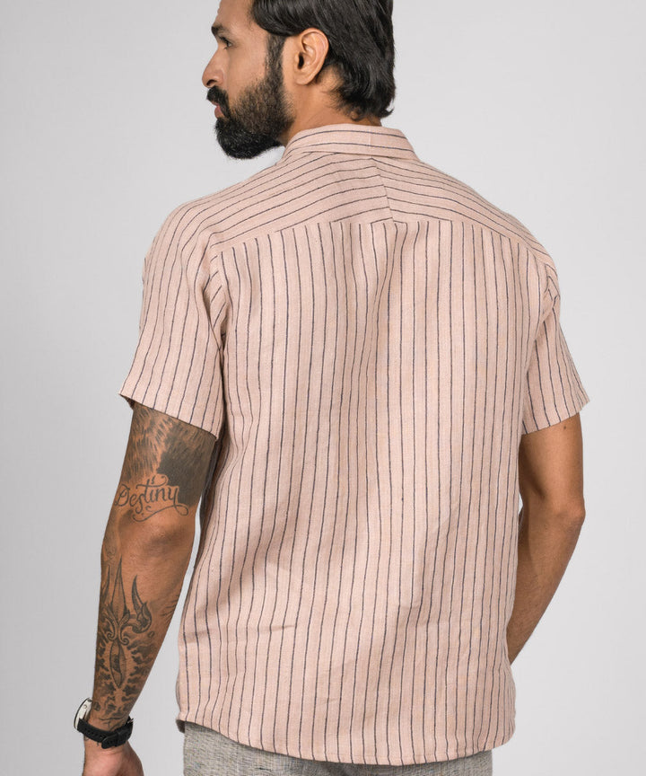 Pink stripes handwoven linen shirt