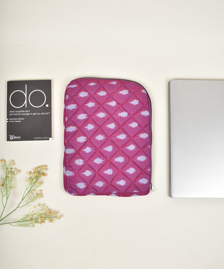 Pink handcrafted cotton pochampally ikat laptop sleeve