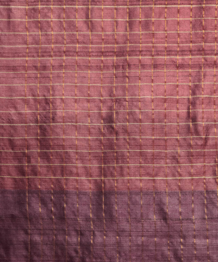 Maroon brown handwoven kosa silk saree