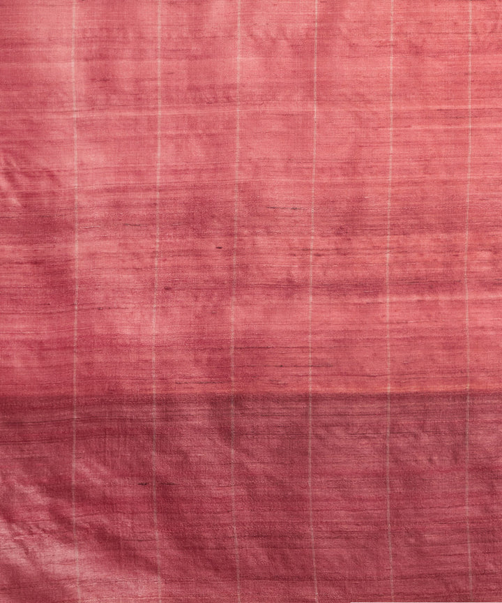 Maroon handwoven kosa silk saree with striped design