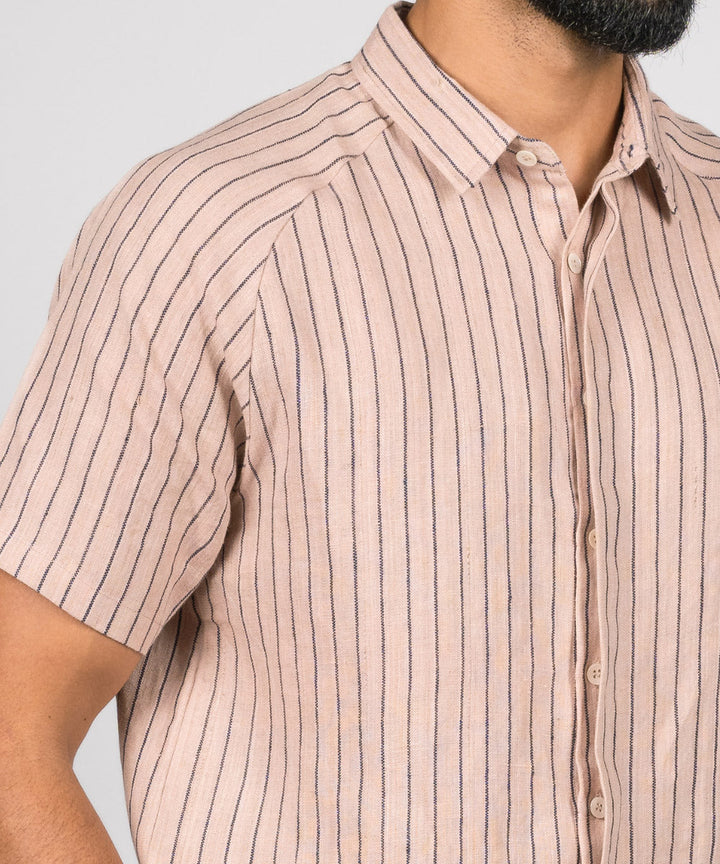 Pink stripes handwoven linen shirt