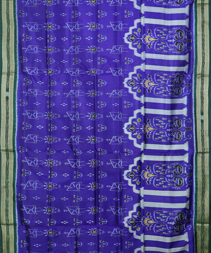 Navy blue multicolour silk handwoven khandua saree