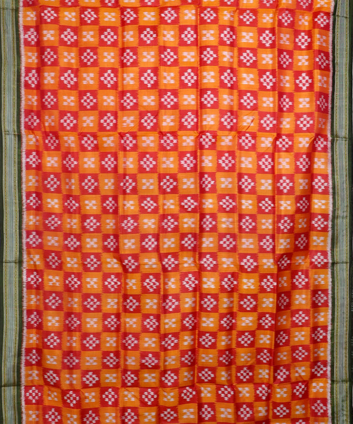 Maroon yellow red silk handwoven khandua saree
