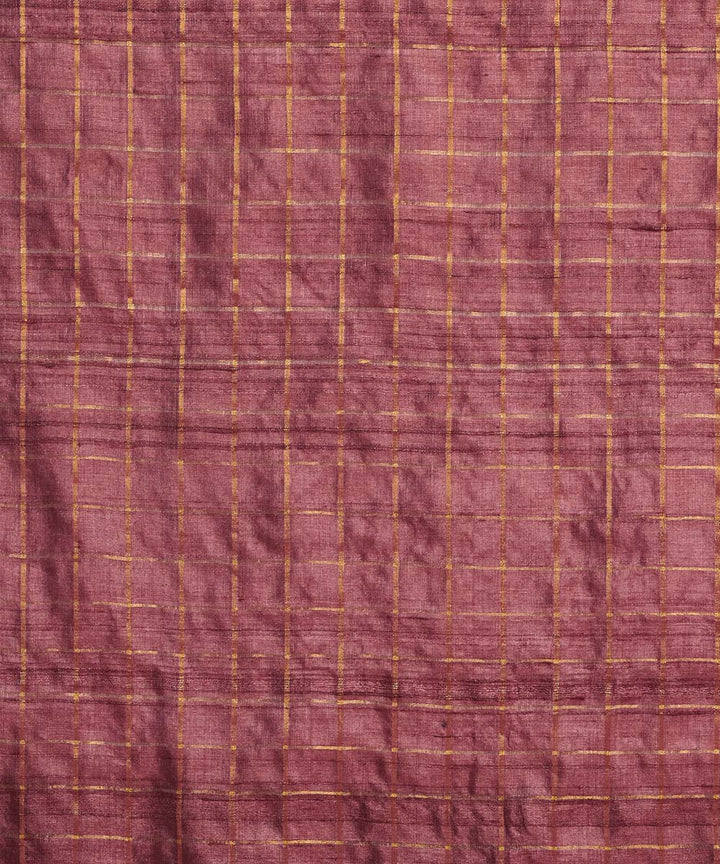 Brown purple handwoven kosa silk saree
