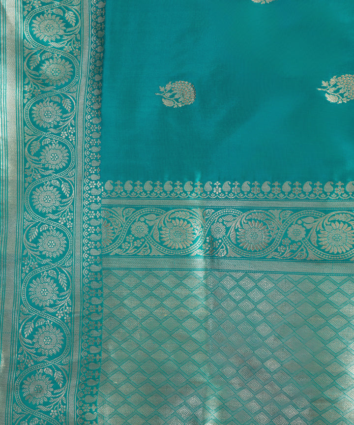 Pine green handwoven banarasi silk saree