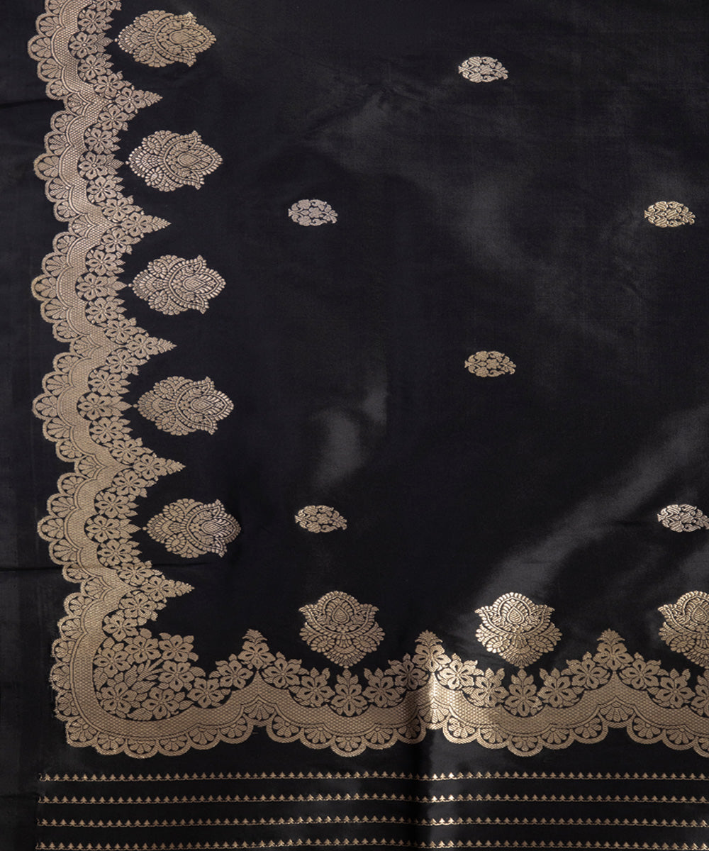 Black zari border handwoven banarasi silk saree