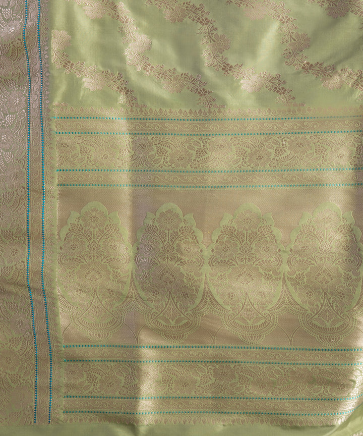Olive green handwoven banarasi silk saree