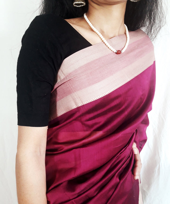 Pink magenta handwoven silk maheshwari saree