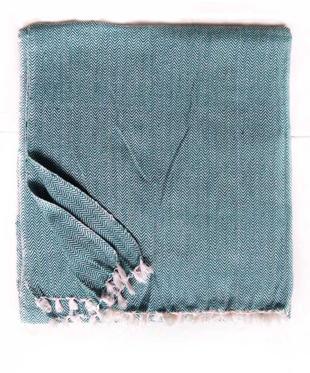 Peacock blue handwoven cotton towel