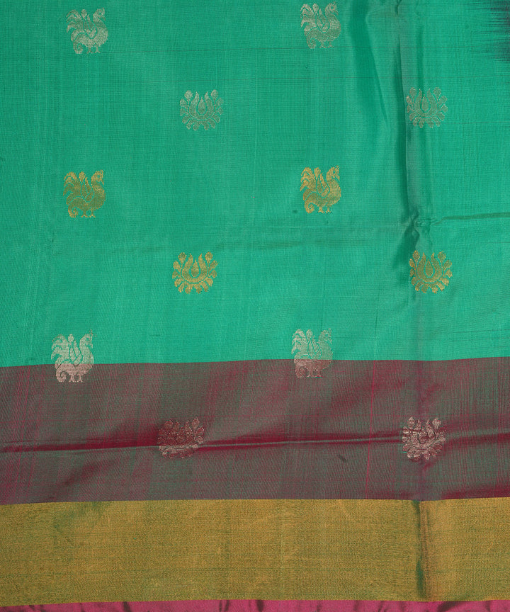 Dark green pink silk handloom uppada saree