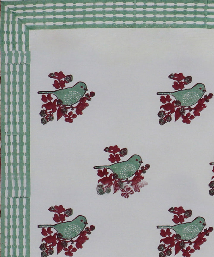 White brown block printed king size cotton double bedsheet