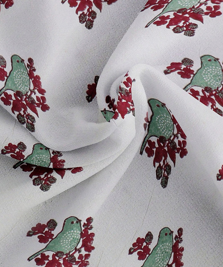 White brown block printed king size cotton double bedsheet