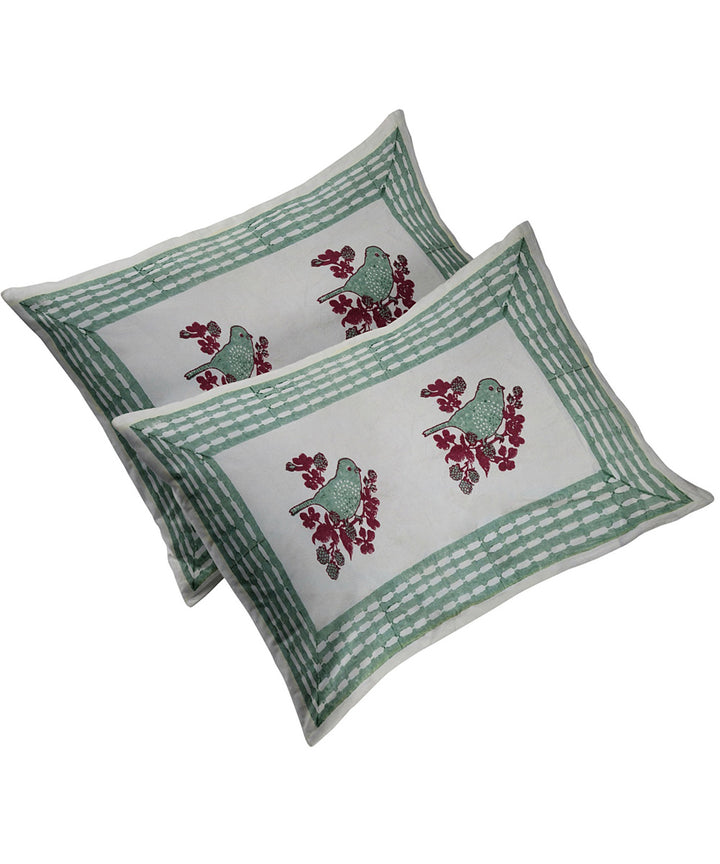 White brown block printed king size cotton double bedsheet