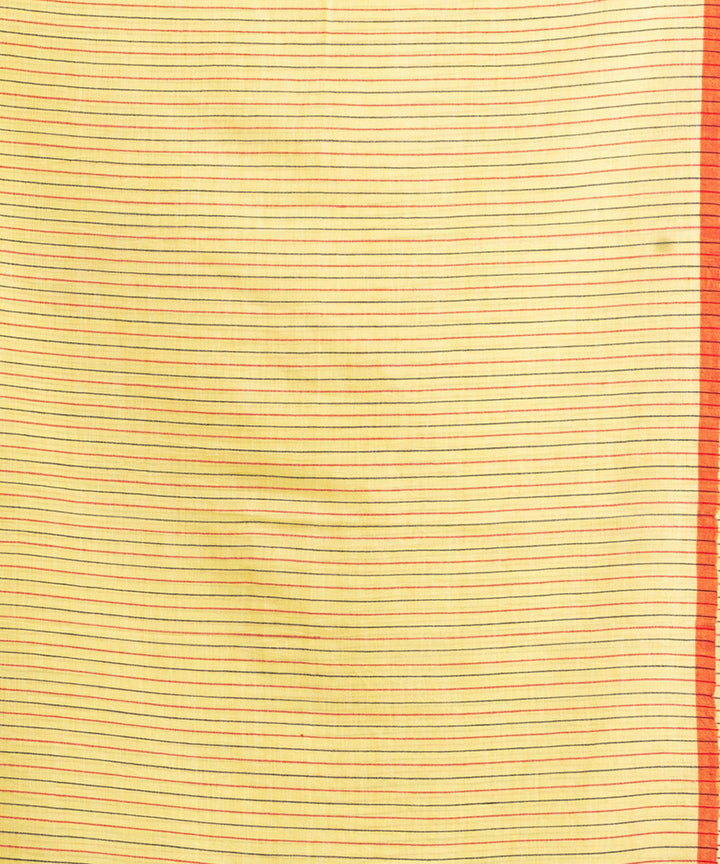 Yellow handloom cotton stripes bengal saree