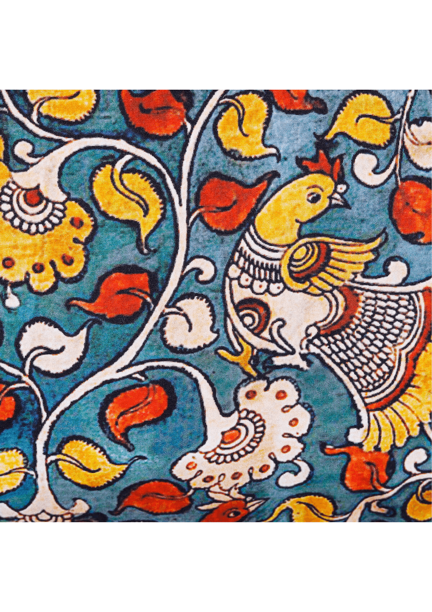 Multicolor handpainted kalamkari cotton cushion cover