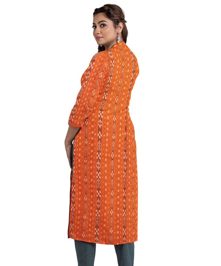 Orange black handwoven cotton nuapatna dress material