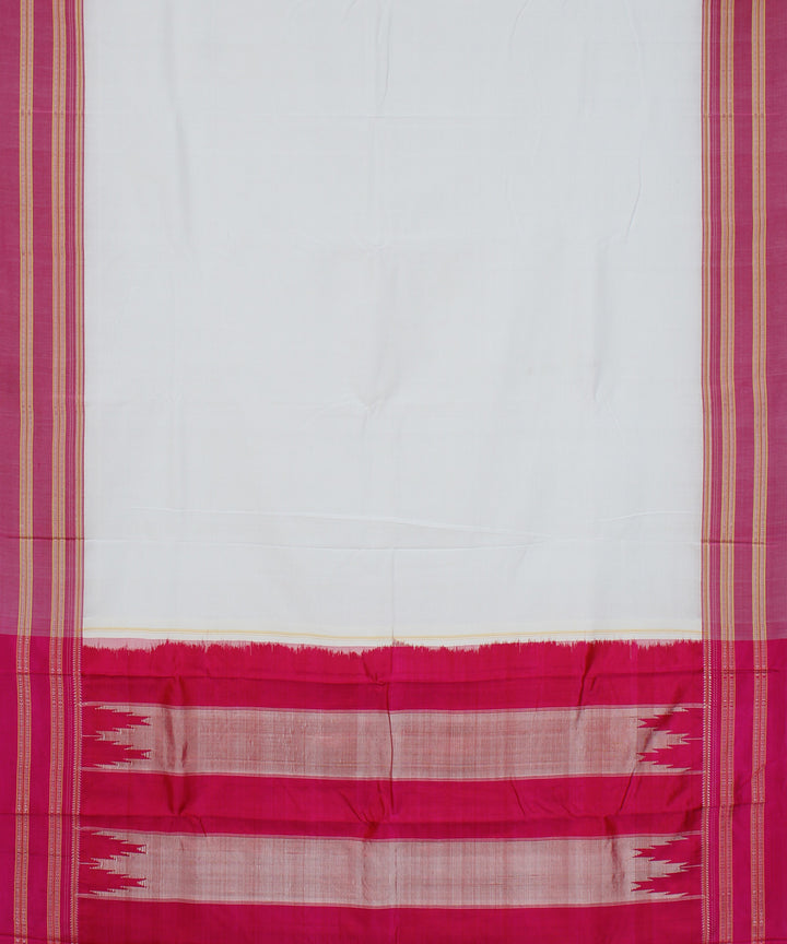 White plain pink gayatri cotton handloom ilkal saree